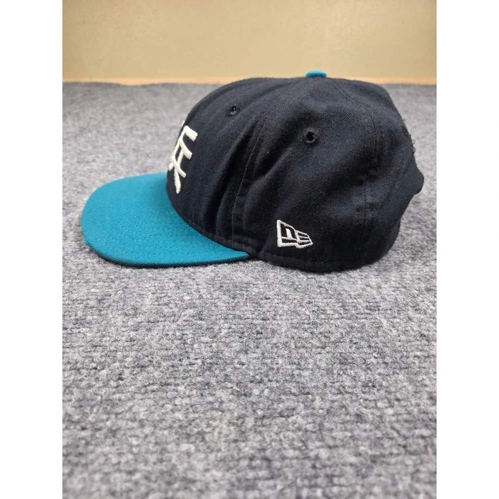 Vintage 90s Seattle Mariners Snapback Hat OSFA New Era Kanji Japanese Logo Teal